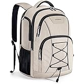 BAGSMART Unisex Laptop Backpack, 15.6-inch Anti-Theft, Water Resistant, with USB Charger Hole, Beige