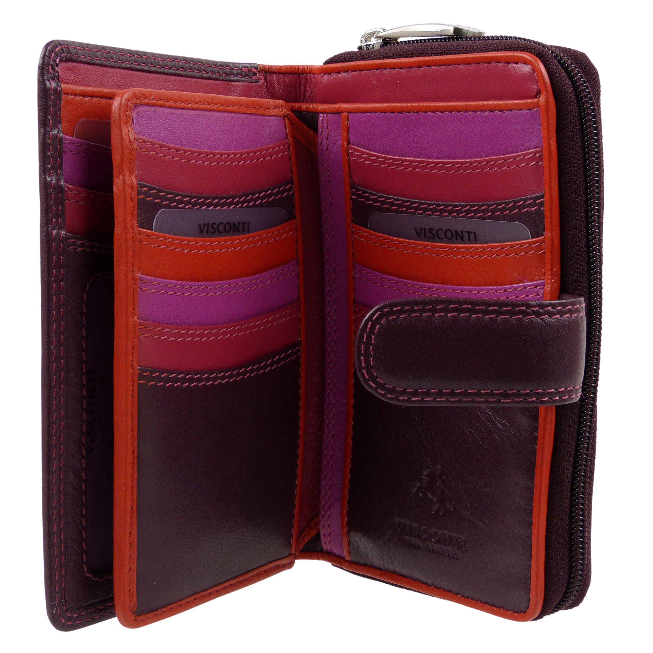 Quality Classic Ladies Soft Leather Purse Wallet Rio Collection by Visconti Designer Plum Fuschia Boxed