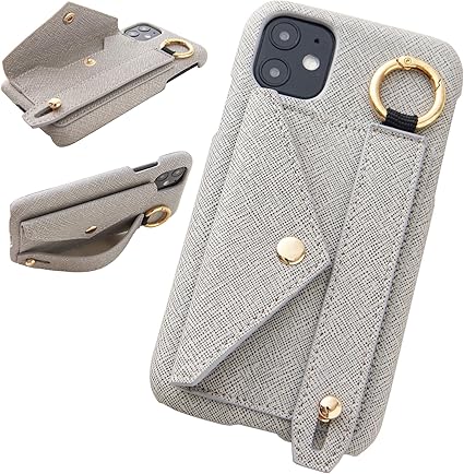 Amazon Co Jp Iphone 12 Promax ケース カード収納 背面 Iphone12promax かわいい アイフォン カバー バンド付き リング付き レザー スマホケース 12 プロ マックス スタンド グレー 家電 カメラ