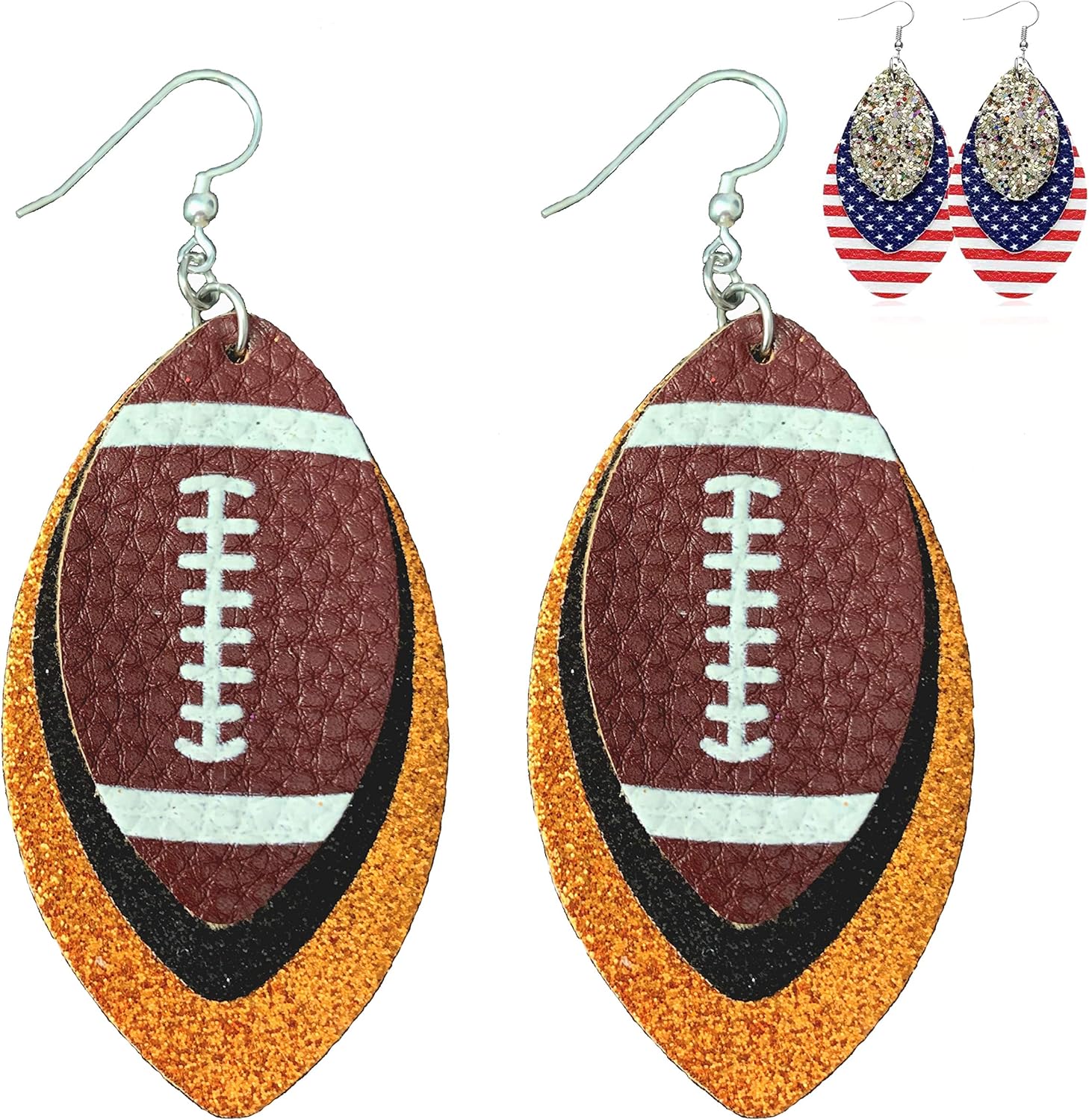 Black Glitter Earrings Gold Dangle Earrings Football Fan Accessory Earrings