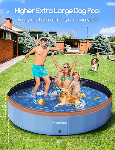 Meowant Extra Large Dog Pool Foldable 87'', Hard Plastic Dog
