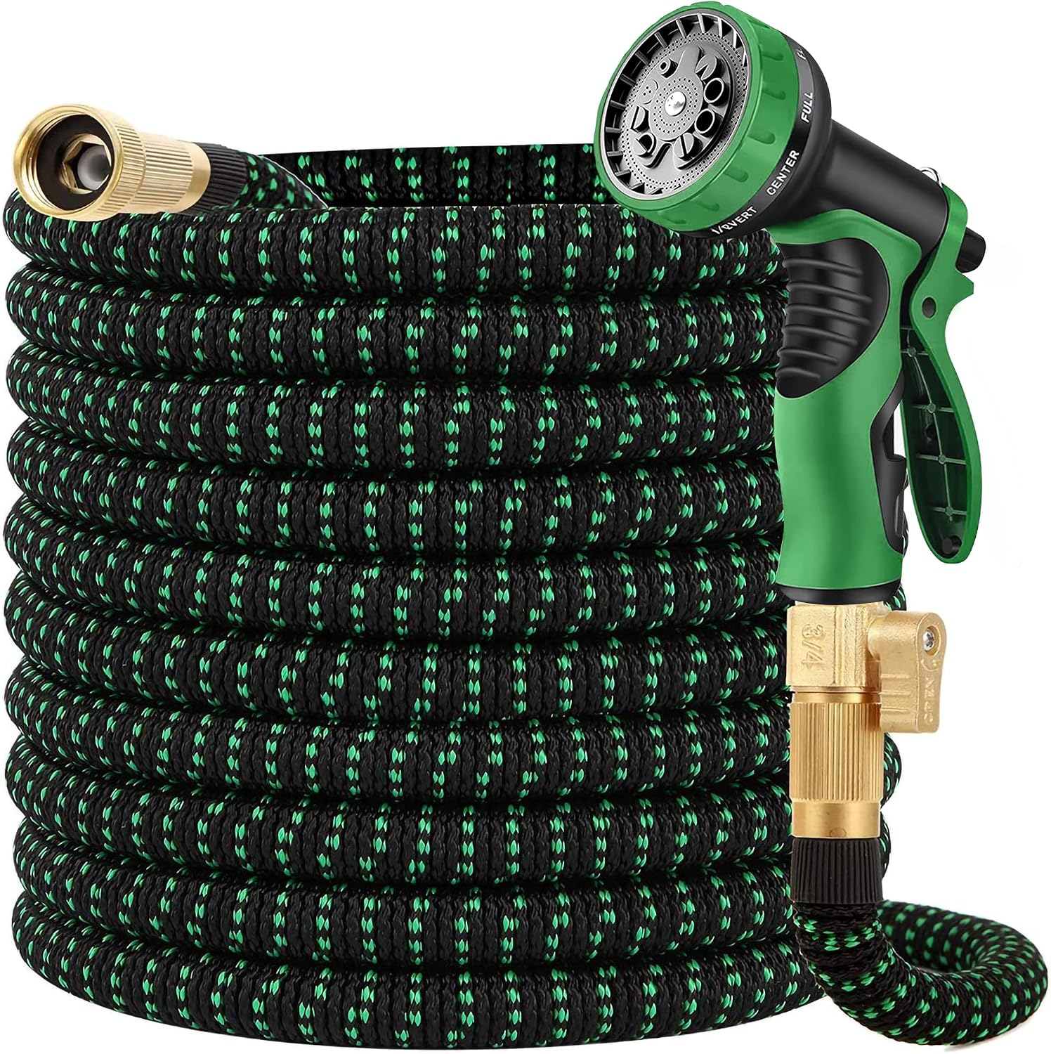 Expandable Garden Hose - 50 ft Expanding Water Garden Hoses, No Kink Lightweight Flexible Hose with 3/4" Solid Fittings and 4-Layer Latex Cores - 50ft Retractable Stretch Car Washing Pipes