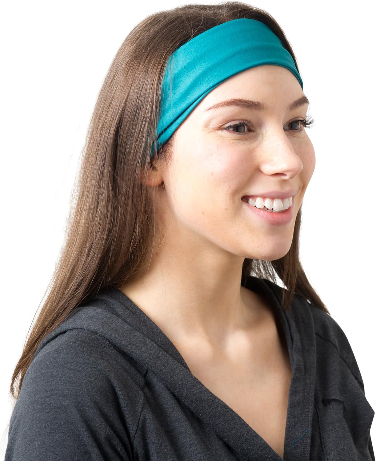 RiptGear Wide Headbands for Women - Workout Headbands for Yoga Running and Gym - Cute Thick Non-Slip Sweatbands - Teal Solid: Sports & Outdoors