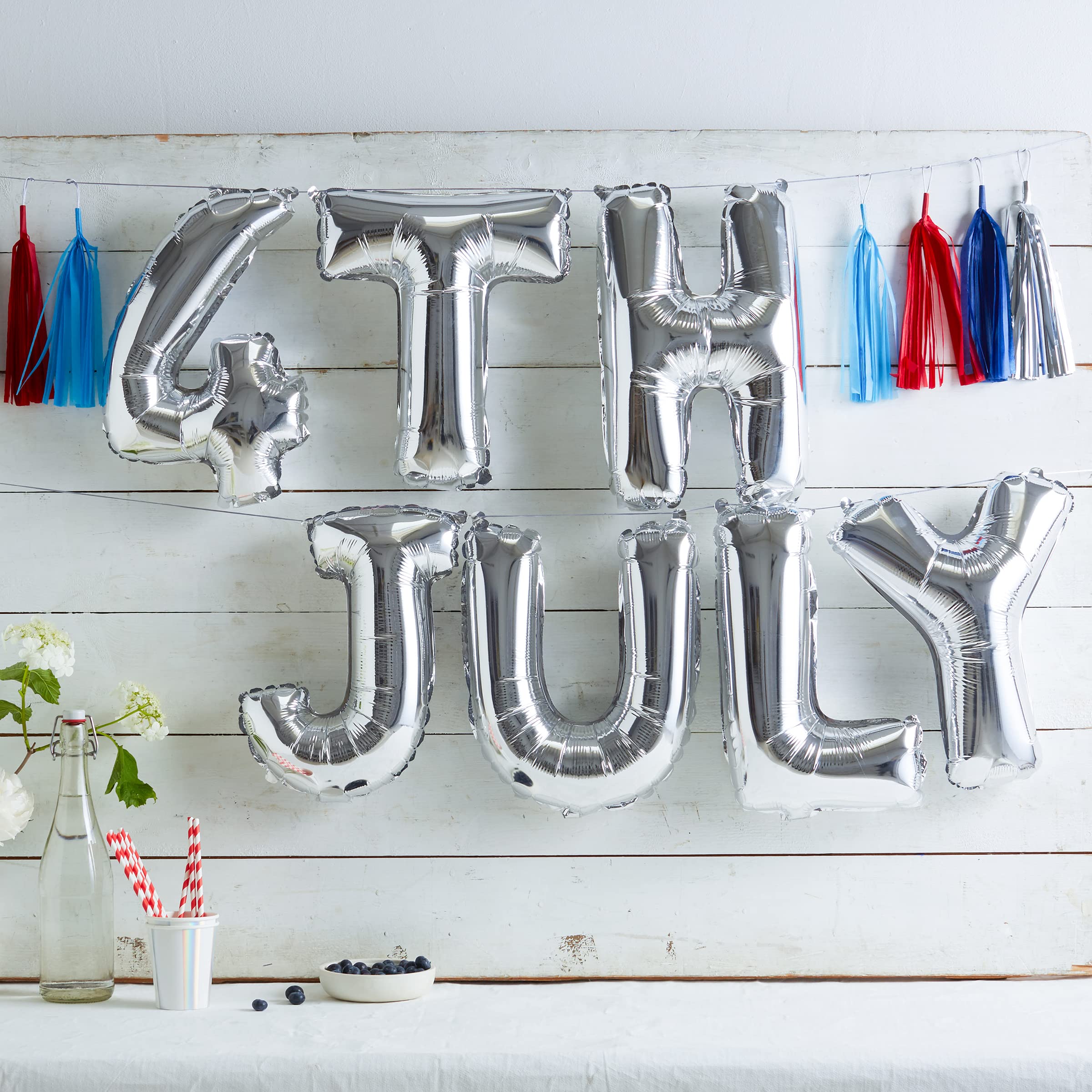 Meri Meri, 4th of July, Foil Balloon Garland Set, DIY Party Decorations - Silver