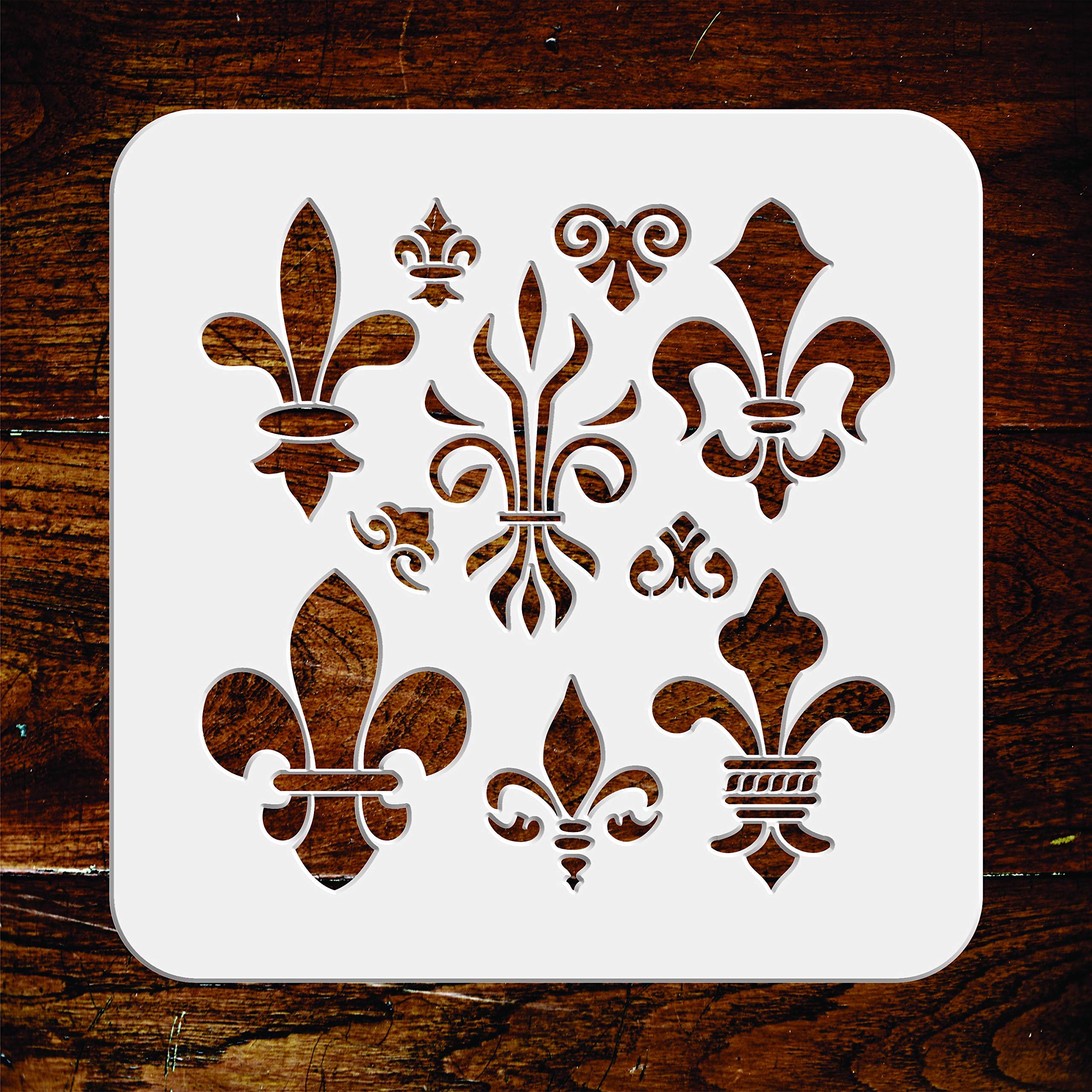 Fleur de Lis Stencil - 11.50 x 11.50 cm - Reusable Classic French Decor Wall Stencils Template - Use on Paper Projects Scrapbook Journal Walls Floors Fabric Furniture Glass Wood etc.