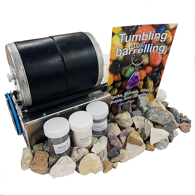 3lb PRO UKGE Double Barrel Stone Tumbler Rock Glass Polisher Machine