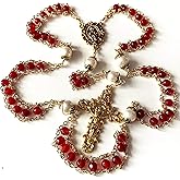 elegantmedical handmade Ladder to Heaven Black Agate & Real AAA10mm Pearl Catholic Rosary crucifix Necklace