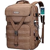 WITZMAN Travel Backpack for Men Large Canvas Laptop Backpack Fit 16 inch Carry on TSA Friendly Flight Approved Vintage Rucksack for Traveling(A8012 Brown)