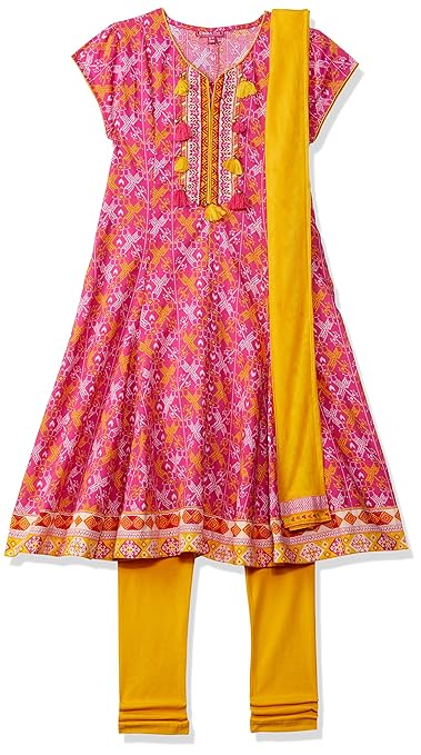 Girl's cotton a-line Salwar Suit Set