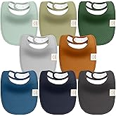 KeaBabies 8-Pack Organic Baby Bibs for Girls, Boys - Quilted Cotton Cloth Baby Drool Bibs for Drooling and Teething Toddler, Newborn, Infant, Soft & Super Absorbent (Hunter)