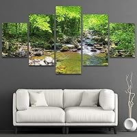 SIGNWIN Framed Canvas Wall Art Forest Stream Reserve in Autumn Coastal Ocean Photography Modern Art Contemporary Panoramic Relax/Calm for Living Room, Bedroom, Office - 60
