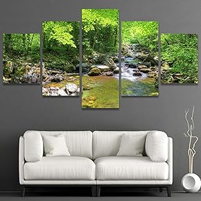 SIGNWIN Framed Canvas Wall Art Forest Stream Reserve...
