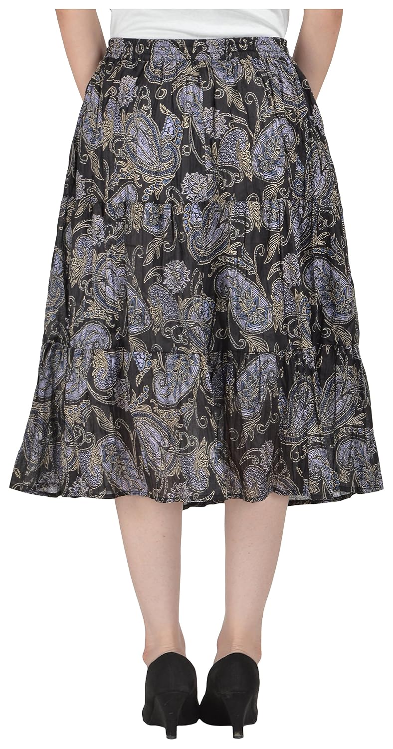 cotton breeze women's a-line skirt (fp559_blue_free size)