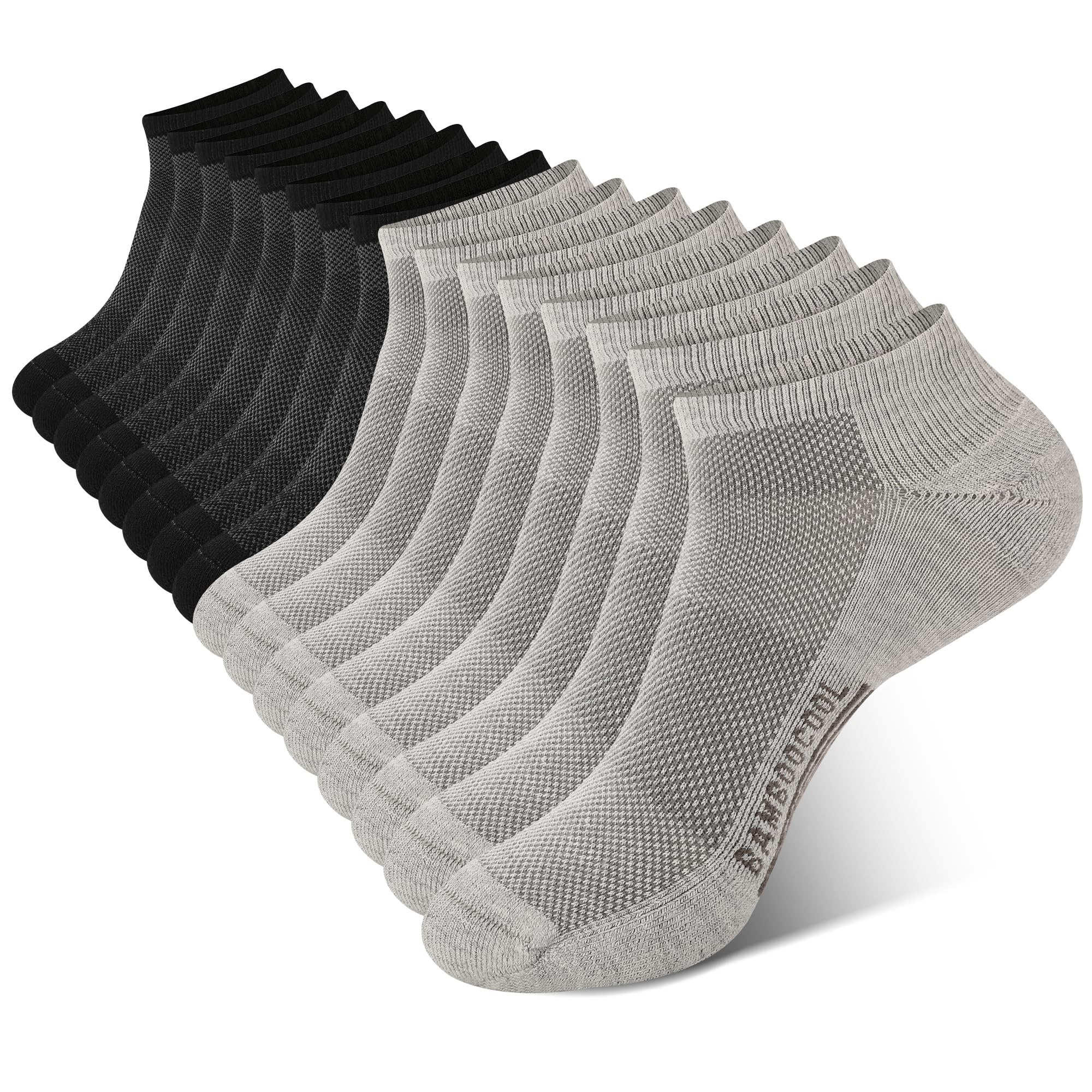 Photo 1 of BAMBOO COOL Men's Athletic Ankle Socks Cushioned Moisture Wicking, Low Cut Running Mesh Socks Arch Support, 8 Pack XL