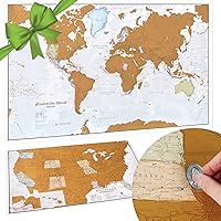 Maps International Scratch Off Map of the World Poster + USA Scratch Print - 17(h) x 22(w) inches, Scratch USA Map - 11(h) x 