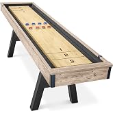 GoSports Premium 9 ft Shuffleboard Table with 8 Pucks, Shuffleboard Wax, and Brush