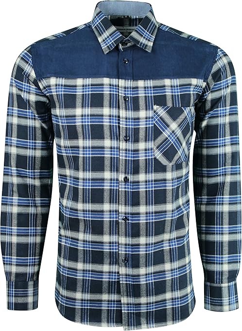 Dominic Stefano Mens Smart Casual Check Shirt Double Pocket Imitation Dress Shirt Lumber American Style 448