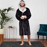 CityComfort Men's Hooded Fleece Dressing Gown 2XL Charcoal Black view 3