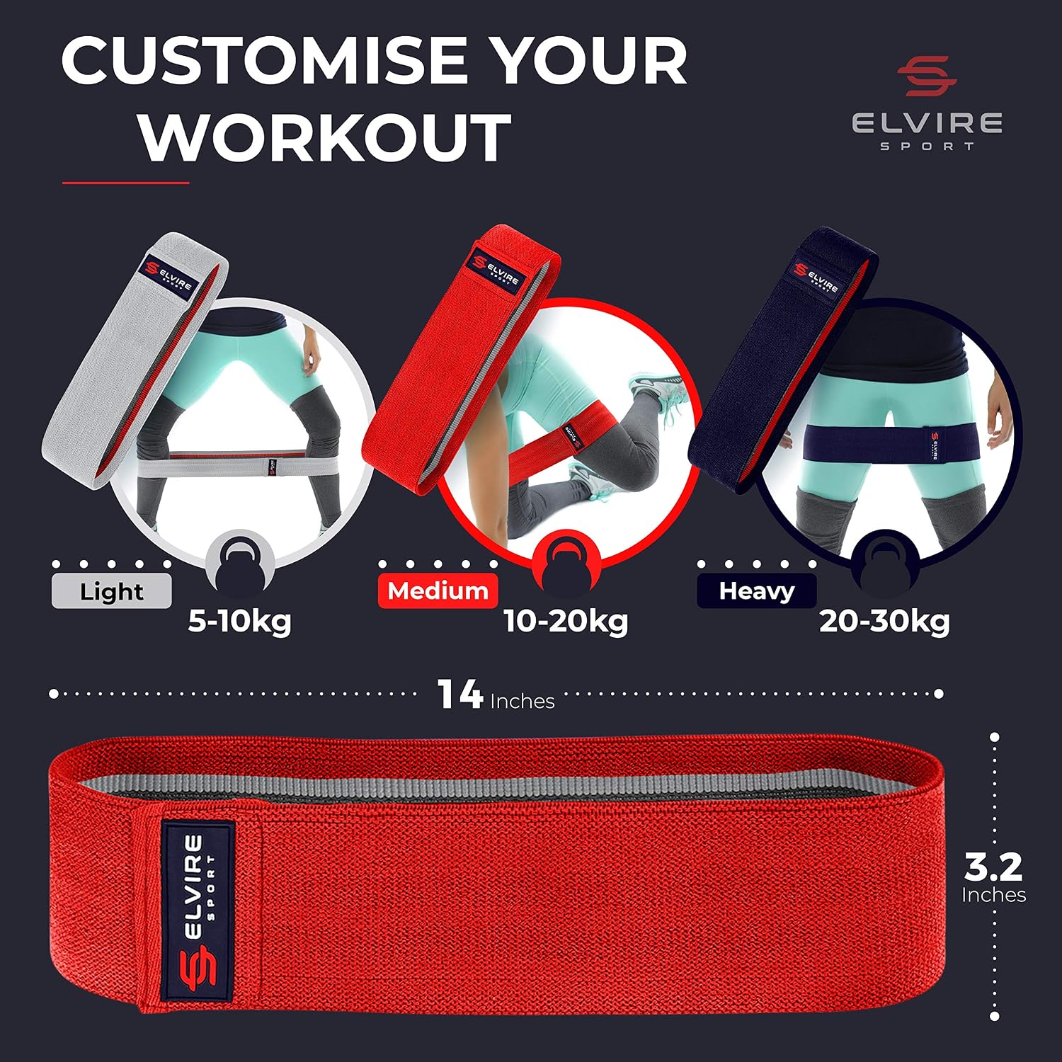 Elvire Fabric Resistance Bands for Working Out Set of 3, Booty Exercise Band for Women Workout Loops, Legs, Glutes, Squat - Image 5