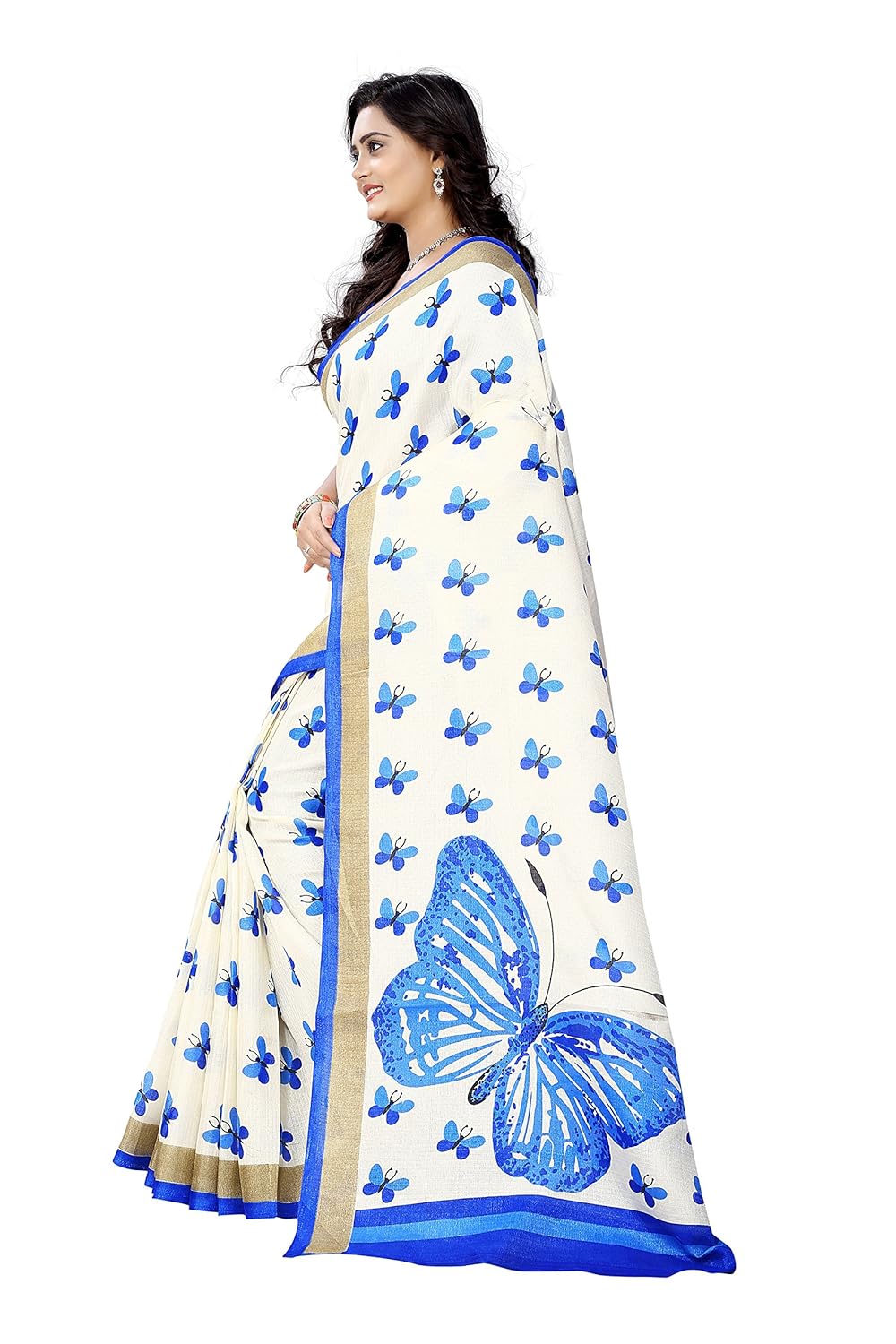 jaanvi fashion khadli silk butterfly motifs kalamkari printed saree (priyanka_butterfly_blue)