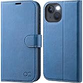 OCASE Compatible with iPhone 14 Wallet Case, PU Leather Flip Folio Case with Card Holders RFID Blocking Kickstand [Shockproof TPU Inner Shell] Phone Cover 6.1 Inch 2022 (Light Blue)
