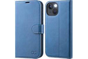OCASE Compatible with iPhone 13 Wallet Case, PU Leather Flip Folio Case with Card Holders RFID Blocking Kickstand [Shockproof TPU Inner Shell] Phone Cover 6.1 Inch 2021 (Light Blue)