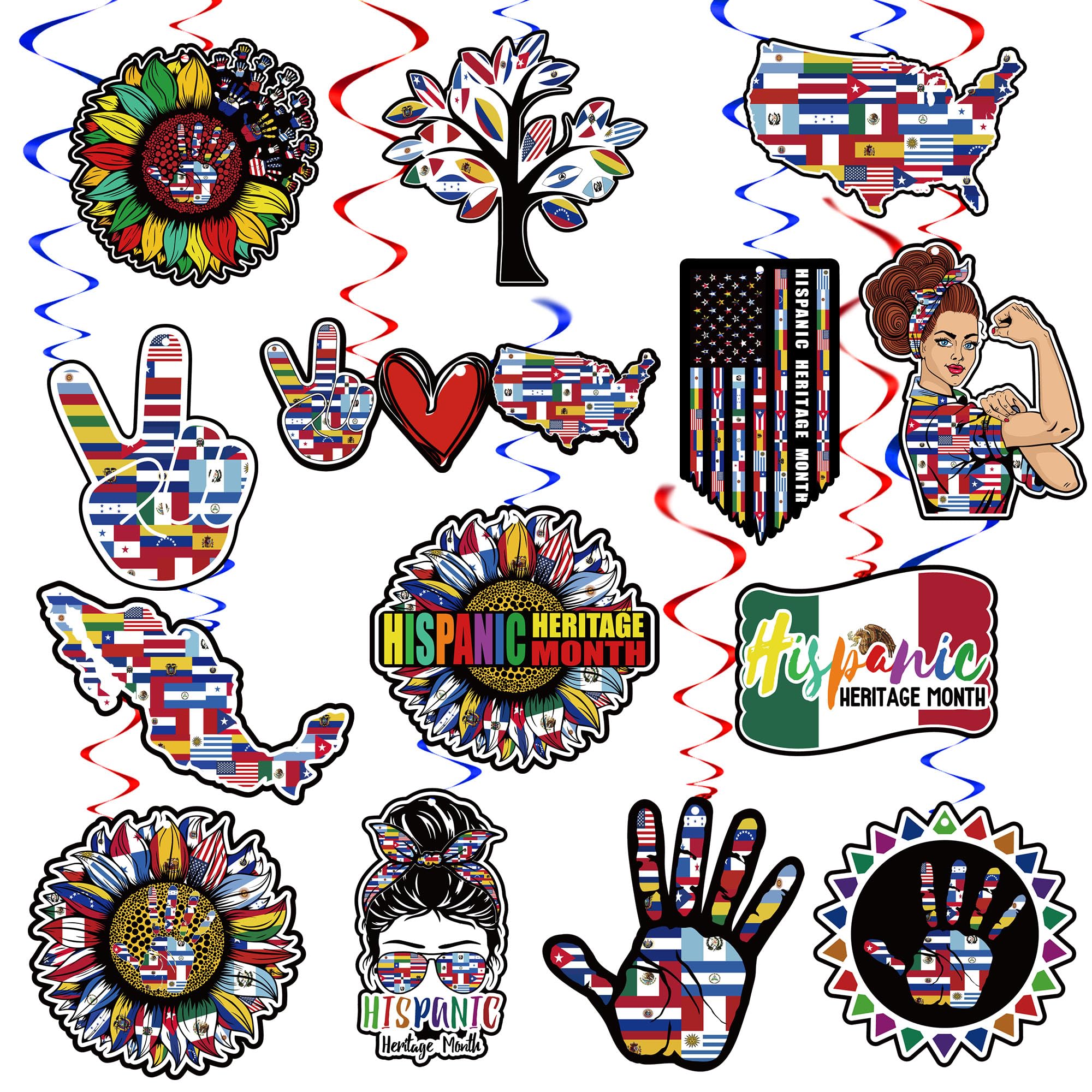 Photo 1 of Hispanic Heritage Month Decorations Hispanic Heritage Month Banner Latin American Hanging Swirl Spanish Classroom Decor National Hispanic Heritage Month Decorations and Supplies for Classroom Home