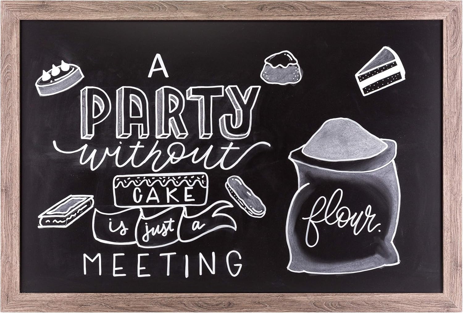 U Brands Magnetic Chalkboard, 36x24 Inches, Rustic Wood Frame (4549U00-01) : Office Products