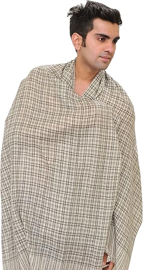 Amazon Co Jp エキゾチック インディア ネパール産ホワイトとブラック カシミア メンズ スカーフ 織り ホワイト 服 ファッション 小物