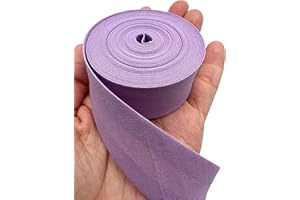 PEPPERLONELY 5 Yards 25mm (1 Inch) 100% Cotton Single Fold Bias Type Bias Binding for Sewing and Hemming Ribbon - Light Purple
