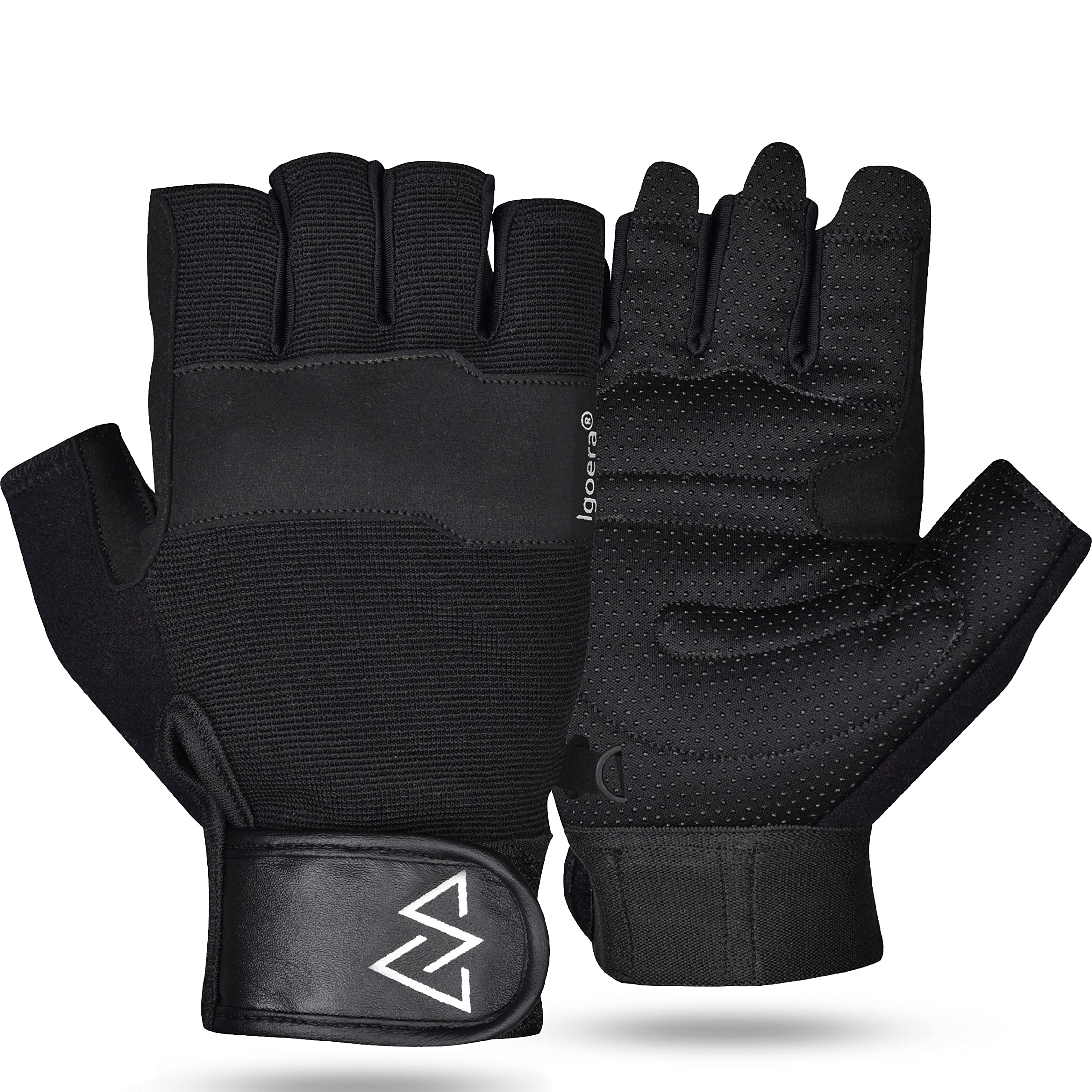 Igoera rock climbing gloves, robust seams, finger gloves for climbing, for more grip and protection outdoors and indoors, unisex (M)