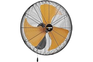 AIRWIZARD Pro Series 18 inch Oscillating High Velocity Wall Mount Fan, 5400 CFM Industrial Heavy Duty Metal Wall Fan, 3 Speeds, Adjustable Tilt, Quiet Operation Commercial Shop Fan for Garage