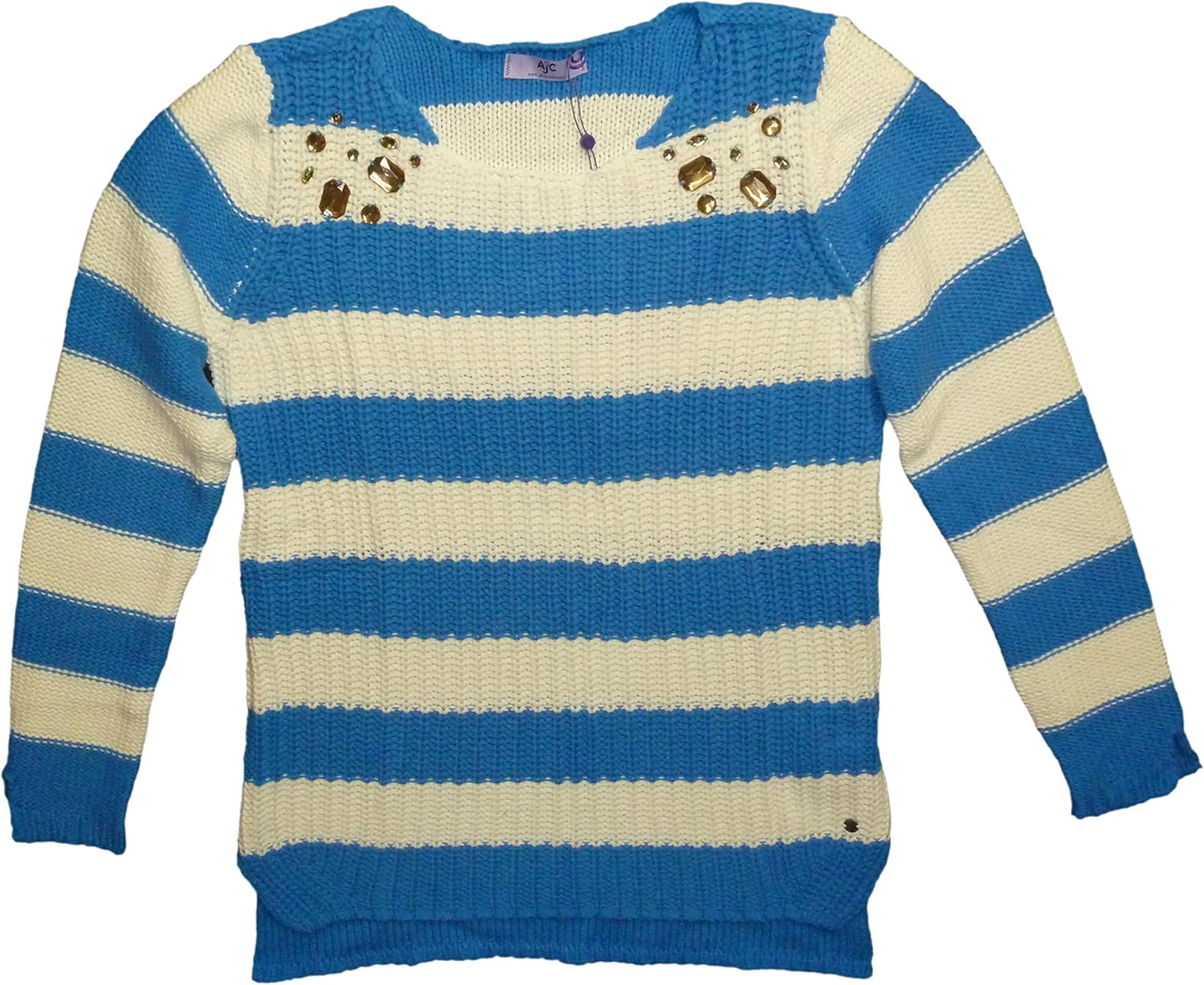 pullover blau gelb gestreift