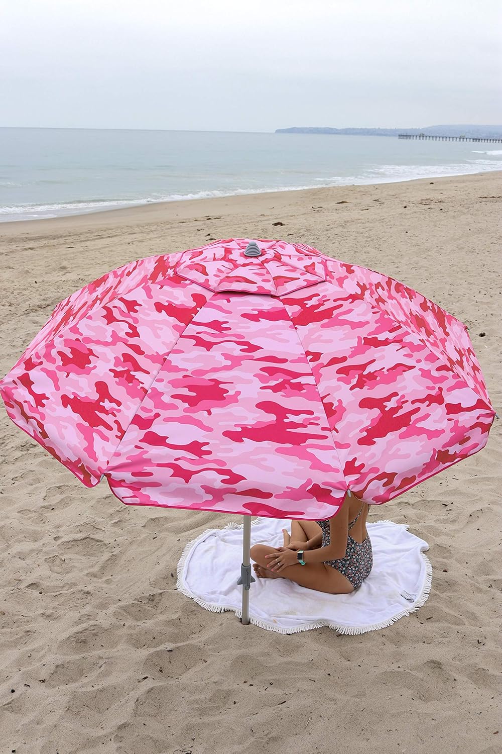 Patio Lawn Garden Twist Sand Grass Anchor Beach And Grass Umbrella With Matching Travel Carrying Bag Wind Air Vent Large 7 Feet 5 Inches Tilting Telescopic Aluminum Pole Fiberglass Ribs Henna Black White