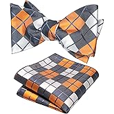 JEMYGINS Original Mens Bowtie Self Bow Tie & Pocket Square Set