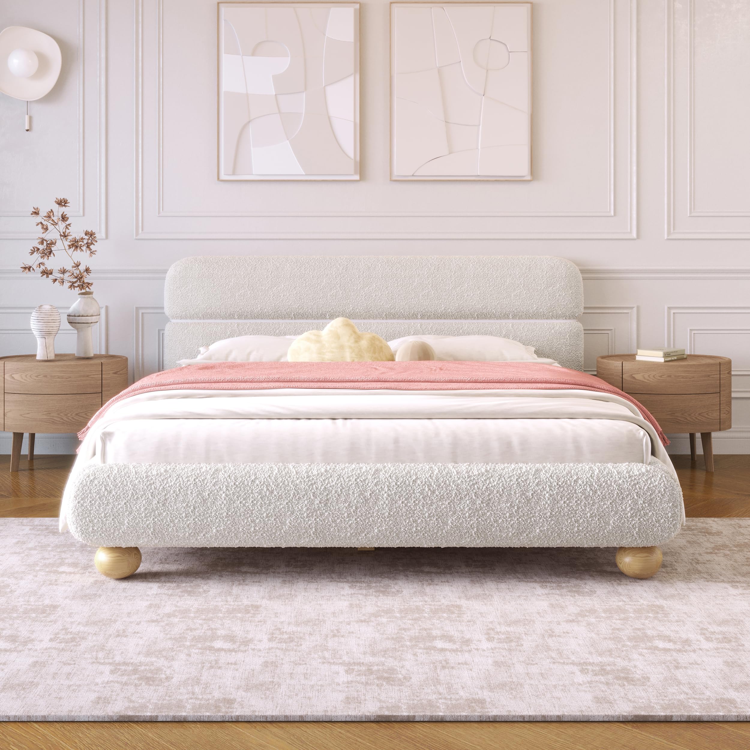 Photo 1 of ****PARTIAL SET *** Queen Size Teddy Fleece Boucle Bed Frame No Box Spring Needed & Easy Assemble