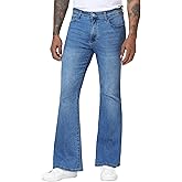 MZNBURAM Men's Stretch Slim Fit Bell Bottom Denim Disco Pants Flared Jeans-31 Inseam