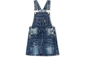 KIDSCOOL SPACE Baby Little Girls Skirt,Ripped Soft Strechy Denim Girls Summer Overalls Dress