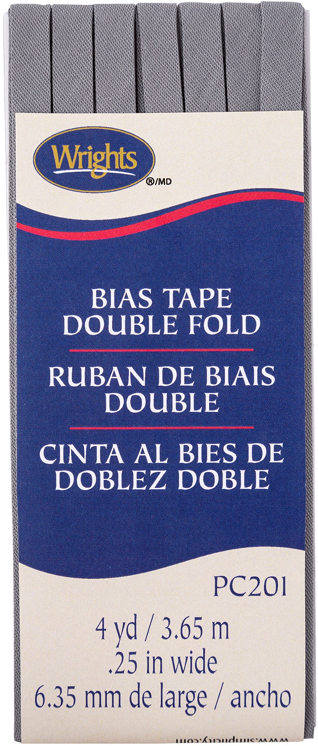 Wrights Double Fold Bias Tape, Assorted, Light Grey, 13.21 x 5.08 x 0.66 cm