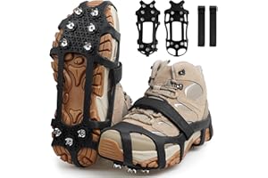 Ice Cleats Snow Traction Cleats Crampons for Shoes and Boots Non-Slip 9 Studs Stainless Steel Grippers Overshoe for Women Men