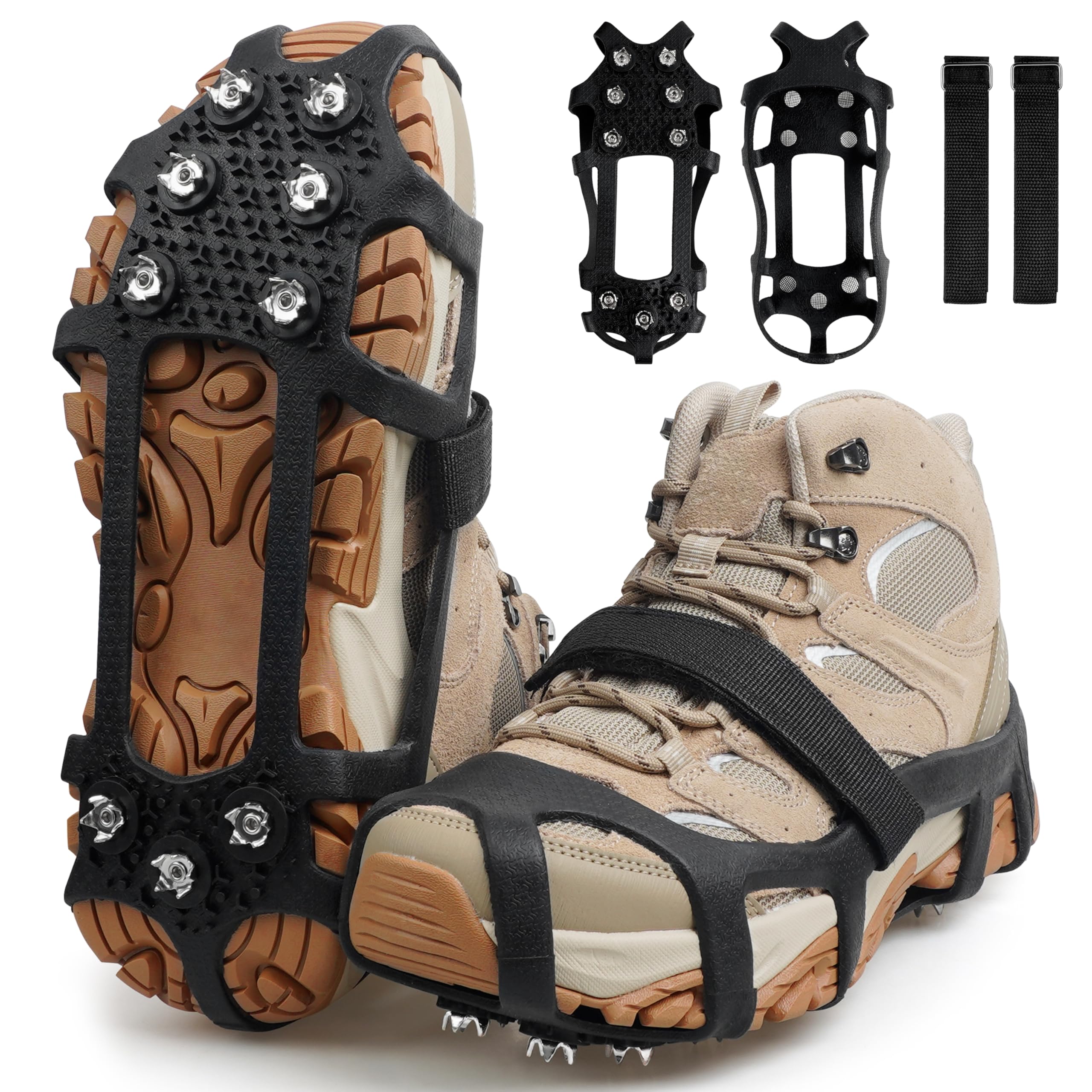 Ice Snow Cleats for Shoes and Boots,Snow Walk Traction Cleats Crampons Non-Slip 9 Point Cleats Ice Grippers Overshoe for Women Men Kids Winter Hiking Climbing Walking(M)