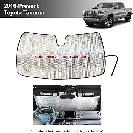Amazon Yellopro カスタムフィット 反射フロントガラスサンシェード 16 17 18 19 21 トヨタ タコマ Trd オフロード Sr Sr5 Trd Sport Trd Pro Limited 2dr 4dr ピックアップ アクセサリーuvリフレクター ノンスリップマット 車 バイク