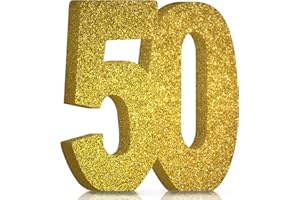 MOORAY 50th Birthday Decorations for Men and Women,50th Anniversary Decorations,Gold Glitter 50th Birthday Party Centerpieces for Table Decorations,50 Table Topper Decor