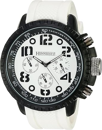 Hennessey Time MR4014 - Reloj de Pulsera Hombre, Caucho, Color Blanco