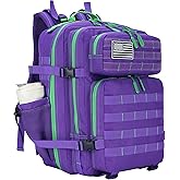 Lovelinks21 45L Tactical Assault Backpack 3 day assault pack with Molle Waterproof backpack Rucksack for Tactical Backpacks (Purple Green)
