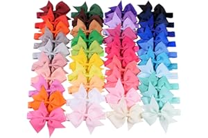 jollybows 40pcs Baby Girls Hair Bows Headbands Grosgrain Ribbon Hair Band Accessories for Infants Newborn Toddler (4In)