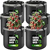 EZ4GROW 5 Gallon Grow Bags 6 Pack,Fabric Pots 5 Gallon for Healthy Plant Growth - Durable and Reusable Garden Bags to Grow Vegetables,Fruits,and Flowers