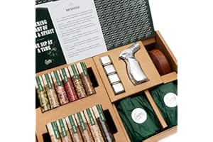CRAFTLY DIY Whiskey & Cocktail Smoker Kit - Premium Wood & Botanical Smoking Kit - Includes 6 Wood Chips, 6 Botanicals, 2 Glasses, Whiskey Stones, Torch & Chimney - Unique Gift for Men, Birthdays & Christmas