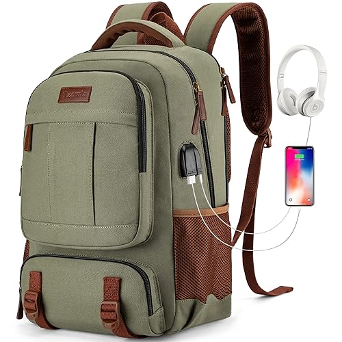 Tzowla Canvas Laptop Backpack, Bag for Men Women,Travel Work