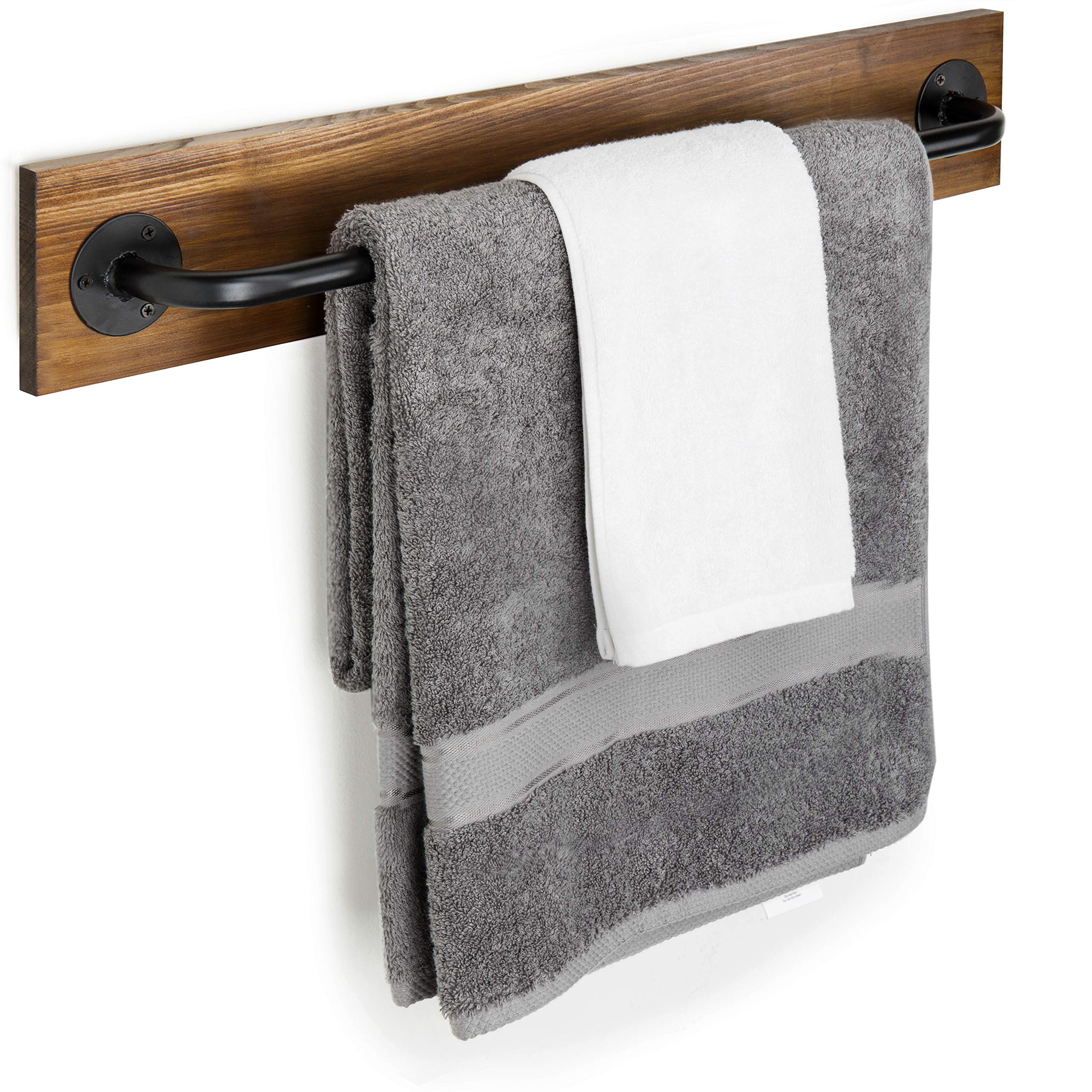 Photo 1 of ** no hardware*
MyGift Industrial Pipe Towel Bar, 28 Inch Bathroom Wall Mounted Towel Holder with Metal Rod Rustic Burnt Wood Bathroom Sets, Farmhouse Towel Holder